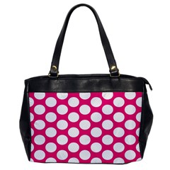 Pink Polkadot Oversize Office Handbag (one Side) by Zandiepants