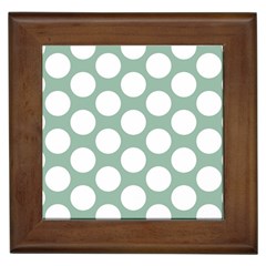 Jade Green Polkadot Framed Ceramic Tile by Zandiepants