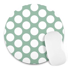 Jade Green Polkadot 8  Mouse Pad (round) by Zandiepants