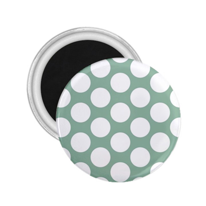 Jade Green Polkadot 2.25  Button Magnet