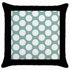 Jade Green Polkadot Black Throw Pillow Case by Zandiepants