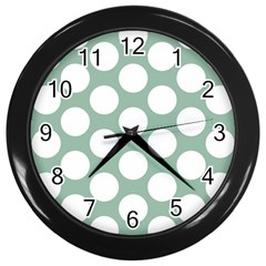 Jade Green Polkadot Wall Clock (black) by Zandiepants