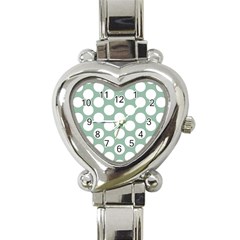 Jade Green Polkadot Heart Italian Charm Watch  by Zandiepants