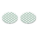 Jade Green Polkadot Cufflinks (Oval) Front(Pair)