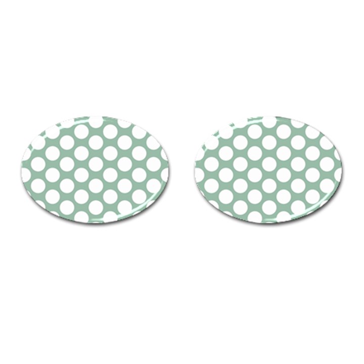 Jade Green Polkadot Cufflinks (Oval)