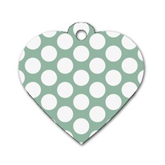 Jade Green Polkadot Dog Tag Heart (two Sided) by Zandiepants