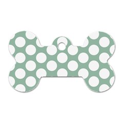 Jade Green Polkadot Dog Tag Bone (two Sided) by Zandiepants