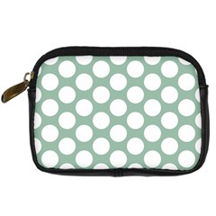 Jade Green Polkadot Digital Camera Leather Case by Zandiepants