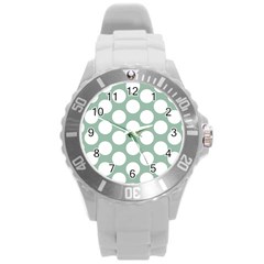 Jade Green Polkadot Plastic Sport Watch (large) by Zandiepants