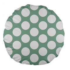 Jade Green Polkadot 18  Premium Round Cushion  by Zandiepants