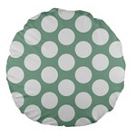 Jade Green Polkadot 18  Premium Round Cushion  Front