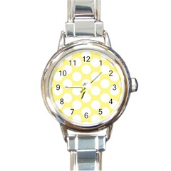 Yellow Polkadot Round Italian Charm Watch by Zandiepants