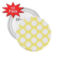 Yellow Polkadot 2 25  Button (10 Pack) by Zandiepants