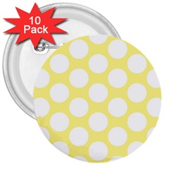 Yellow Polkadot 3  Button (10 Pack) by Zandiepants