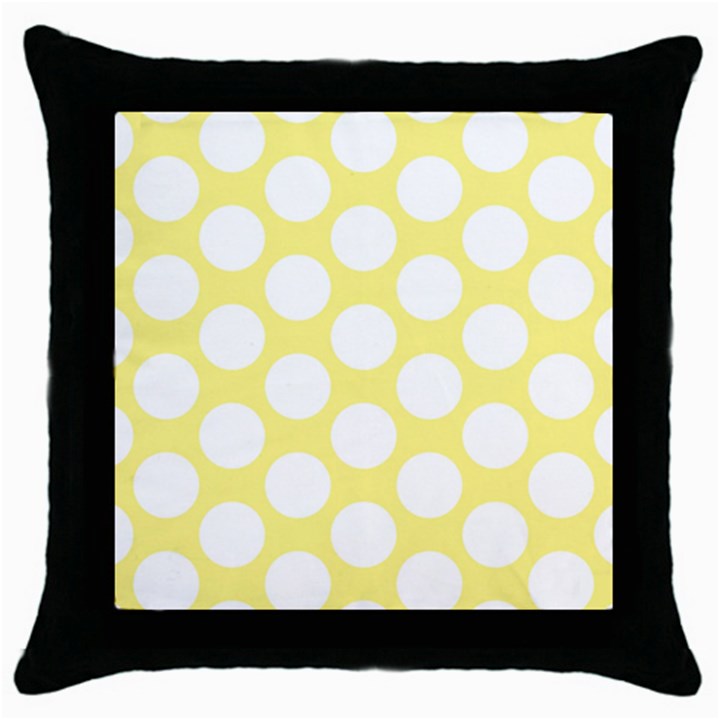 Yellow Polkadot Black Throw Pillow Case