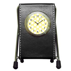 Yellow Polkadot Stationery Holder Clock by Zandiepants