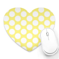 Yellow Polkadot Mouse Pad (heart) by Zandiepants