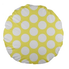 Yellow Polkadot 18  Premium Round Cushion  by Zandiepants