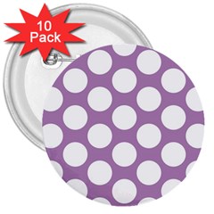 Lilac Polkadot 3  Button (10 Pack) by Zandiepants