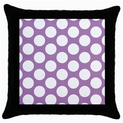 Lilac Polkadot Black Throw Pillow Case by Zandiepants