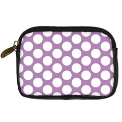 Lilac Polkadot Digital Camera Leather Case by Zandiepants