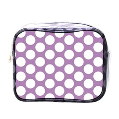 Lilac Polkadot Mini Travel Toiletry Bag (one Side) by Zandiepants