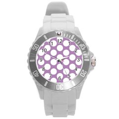 Lilac Polkadot Plastic Sport Watch (large) by Zandiepants