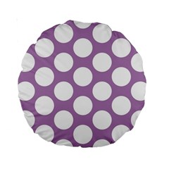 Lilac Polkadot 15  Premium Round Cushion  by Zandiepants