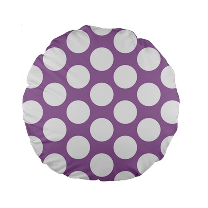 Lilac Polkadot 15  Premium Round Cushion 