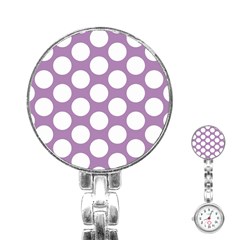 Lilac Polkadot Stainless Steel Nurses Watch by Zandiepants