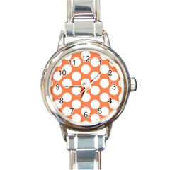 Orange Polkadot Round Italian Charm Watch by Zandiepants