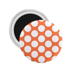 Orange Polkadot 2 25  Button Magnet by Zandiepants