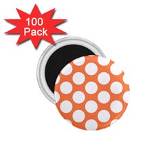 Orange Polkadot 1 75  Button Magnet (100 Pack) by Zandiepants