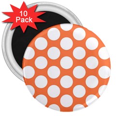 Orange Polkadot 3  Button Magnet (10 Pack) by Zandiepants