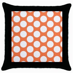 Orange Polkadot Black Throw Pillow Case by Zandiepants