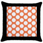 Orange Polkadot Black Throw Pillow Case Front