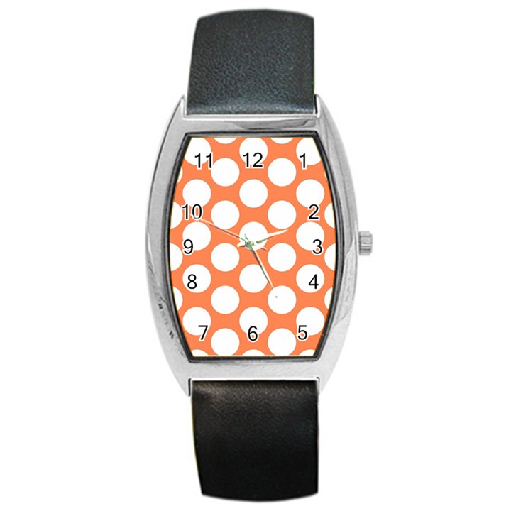 Orange Polkadot Tonneau Leather Watch