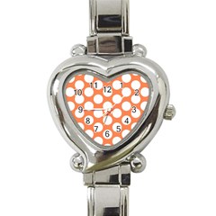 Orange Polkadot Heart Italian Charm Watch  by Zandiepants