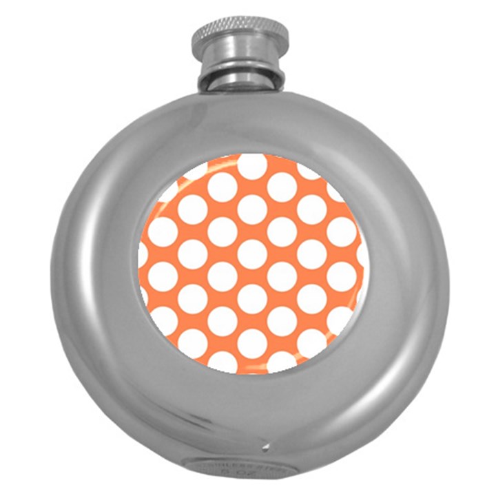 Orange Polkadot Hip Flask (Round)