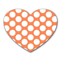 Orange Polkadot Mouse Pad (heart) by Zandiepants