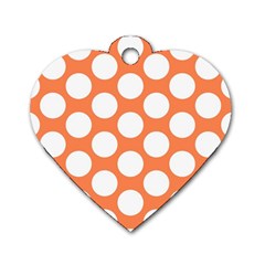 Orange Polkadot Dog Tag Heart (two Sided) by Zandiepants