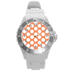 Orange Polkadot Plastic Sport Watch (large) by Zandiepants