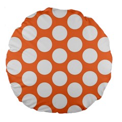 Orange Polkadot 18  Premium Round Cushion  by Zandiepants