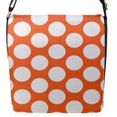 Orange Polkadot Flap Closure Messenger Bag (small) by Zandiepants