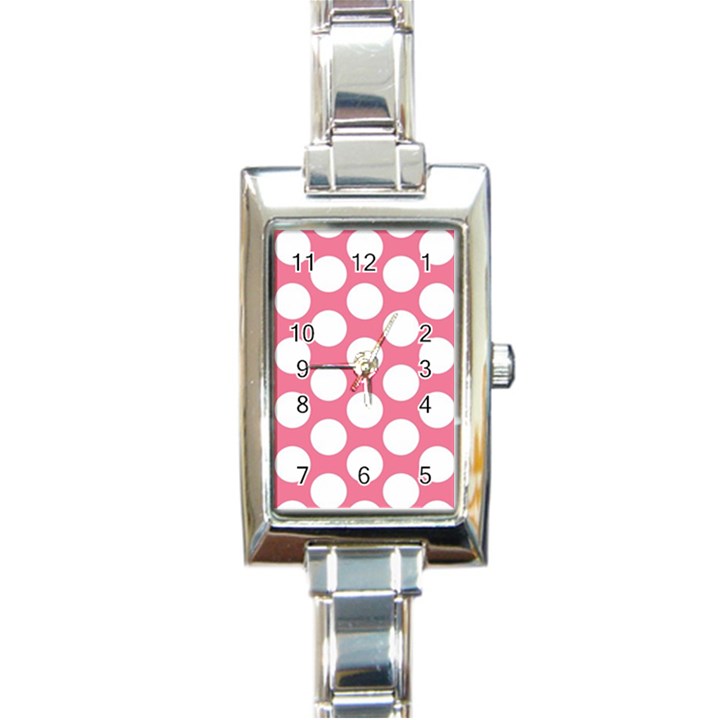 Pink Polkadot Rectangular Italian Charm Watch