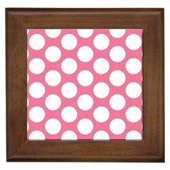 Pink Polkadot Framed Ceramic Tile by Zandiepants