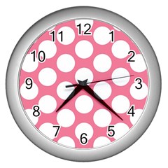 Pink Polkadot Wall Clock (silver) by Zandiepants