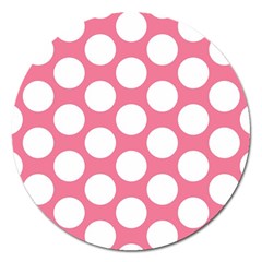 Pink Polkadot Magnet 5  (round) by Zandiepants