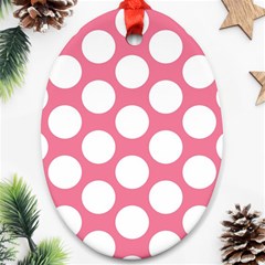 Pink Polkadot Oval Ornament (two Sides) by Zandiepants