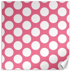 Pink Polkadot Canvas 12  X 12  (unframed) by Zandiepants